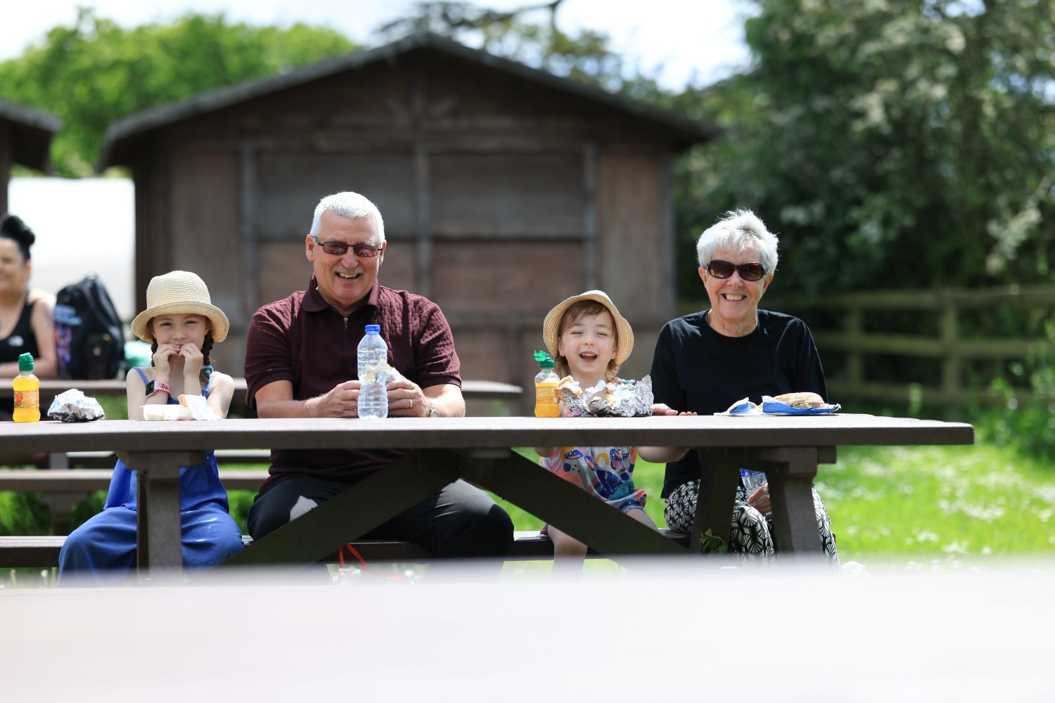 People enjoying the picnic area People enjoying the picnic area