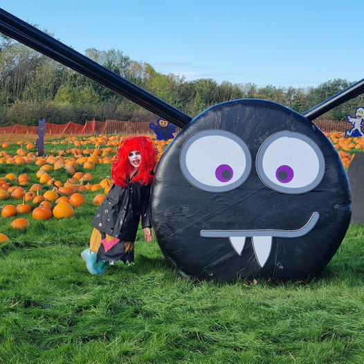 halloween pumpkin patch with child