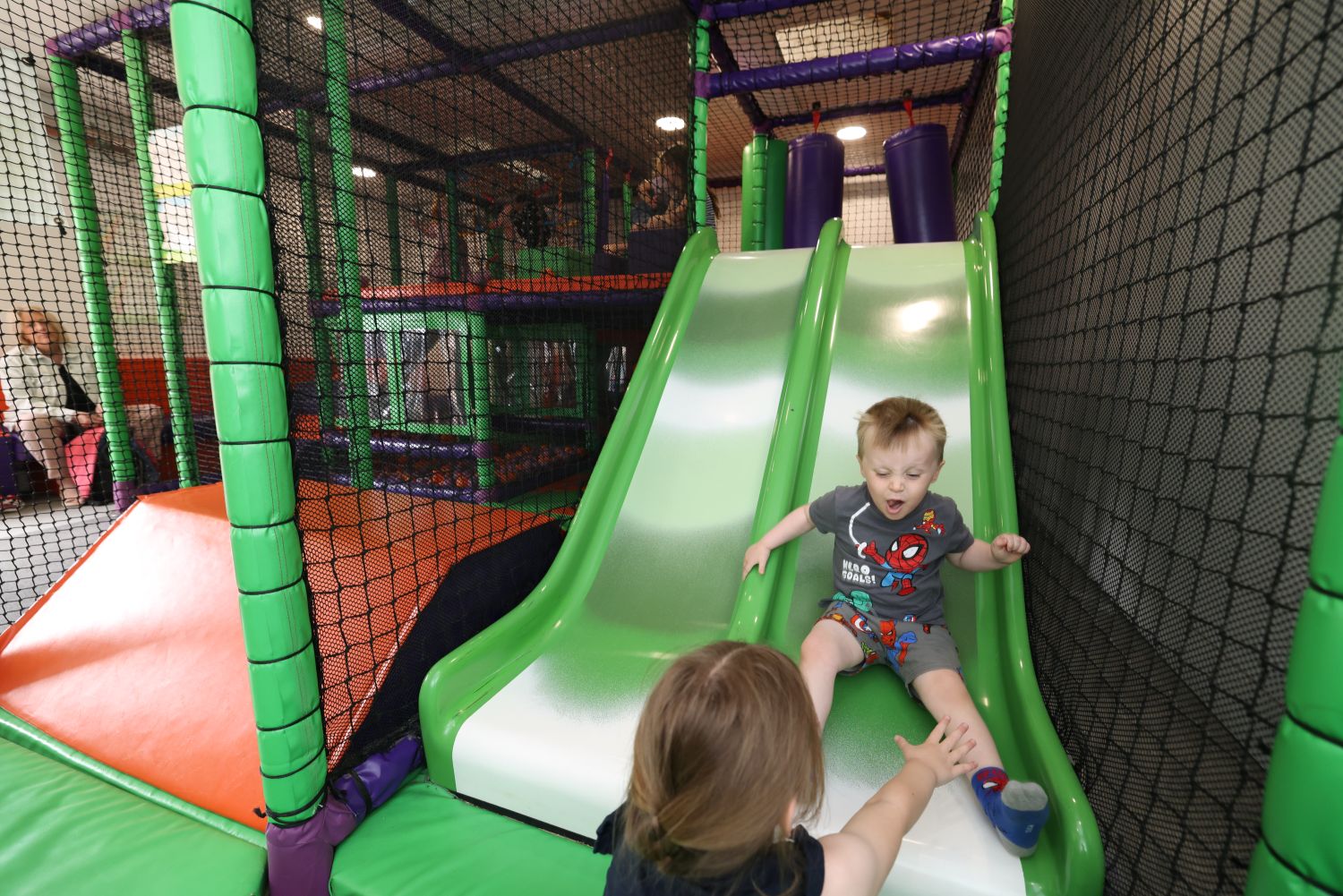 Indoor activities soft play area with slide at newham grange farm